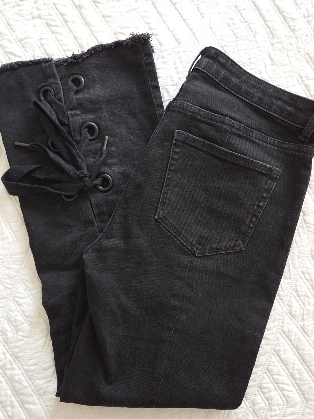 & Other Stories Black Lace-Up Ankle Jeans